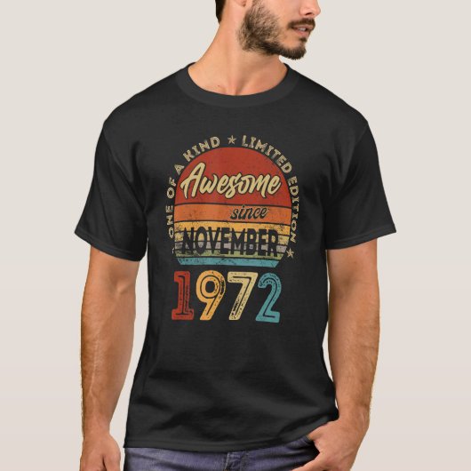 1972年11月50日素晴らし誕生から50歳 Tシャツ (正面)