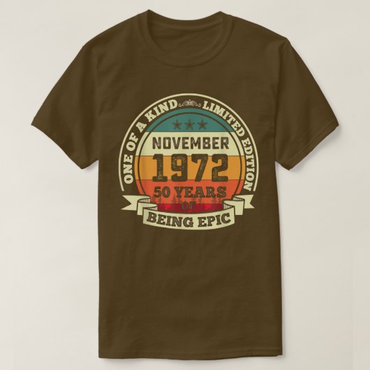 1972年11月50誕生日ギフト50年 Tシャツ (デザイン正面)