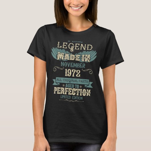 1972年11生まれ月に生きた伝説U2013ハッピー Tシャツ (正面)