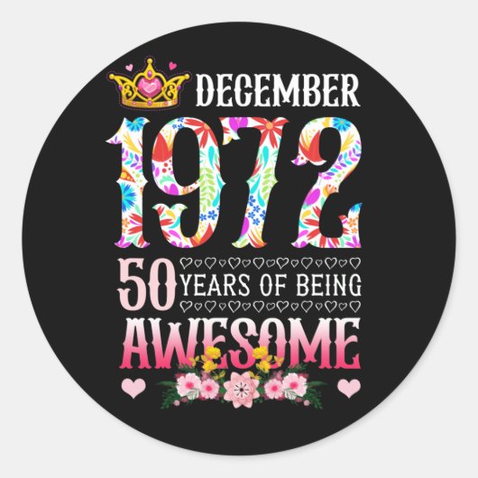 1972年12月50日誕生日50年素晴らしフローラ ラウンドシール (正面)