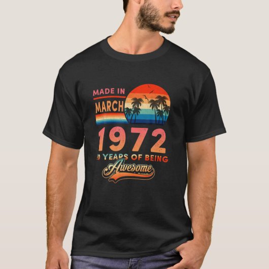 1972年3月に作られ50年ヴィンタ素晴らしである Tシャツ (正面)