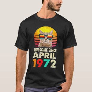 1972年4月生まれの51歳の誕生日プレゼント 猫 ロ Tシャツ