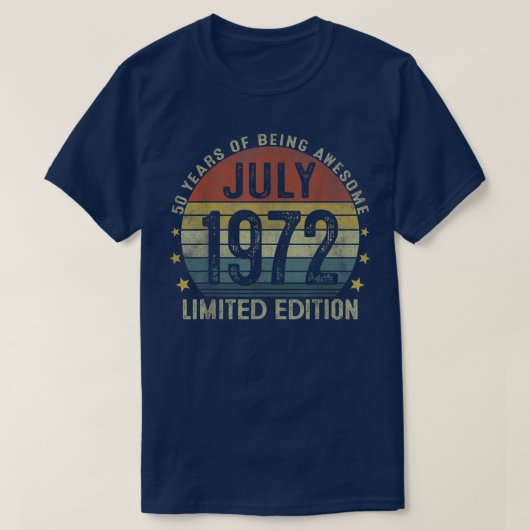 1972年7月限定版50誕生日50年 Tシャツ (デザイン正面)