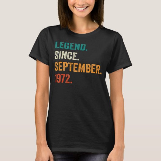 1972年9月50日から50年の歴史を持つギフト伝説 Tシャツ (正面)