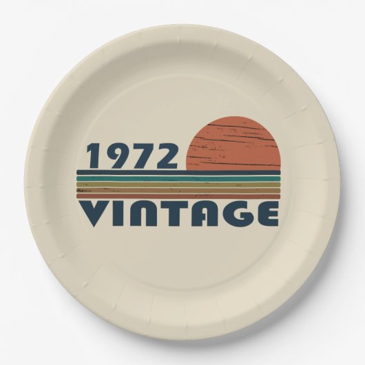 1972生まれ年のヴィンテージ誕生日ギフト ペーパープレート (正面)