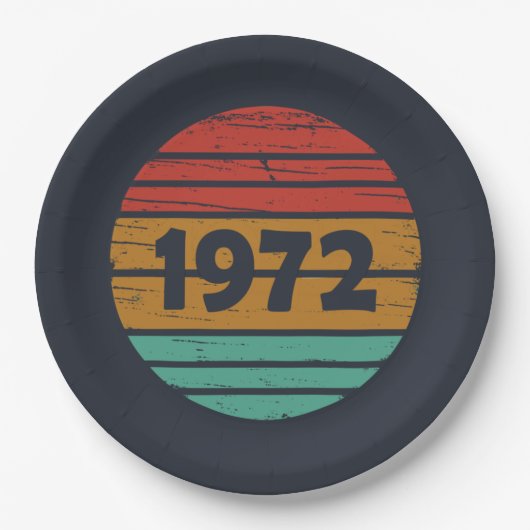 1972生まれ年のヴィンテージ誕生日ギフト ペーパープレート (正面)