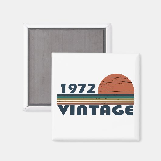 1972生まれ年のヴィンテージ誕生日ギフト マグネット (正面/裏面)