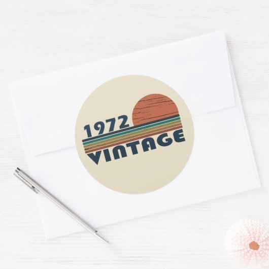 1972生まれ年のヴィンテージ誕生日ギフト ラウンドシール (封筒)
