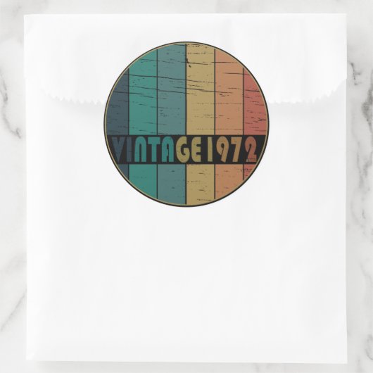 1972生まれ年のヴィンテージ誕生日ギフト ラウンドシール (バッグ)