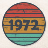 1972生まれ年のヴィンテージ誕生日ギフト ラウンドペーパーコースター (正面)