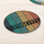 1972生まれ年のヴィンテージ誕生日ギフト ラウンドペーパーコースター (アングル)