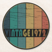 1972生まれ年のヴィンテージ誕生日ギフト ラウンドペーパーコースター (正面)