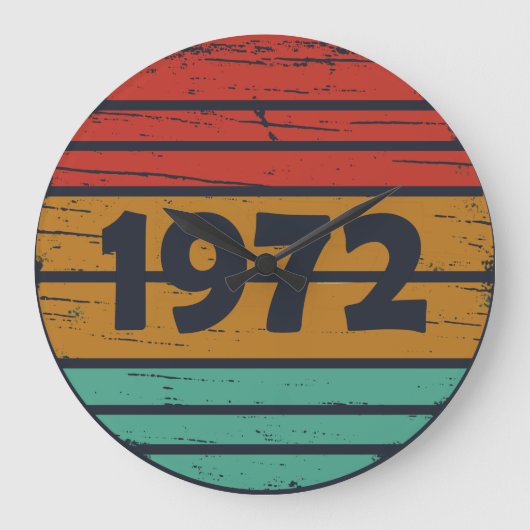 1972生まれ年のヴィンテージ誕生日ギフト ラージ壁時計 (正面)