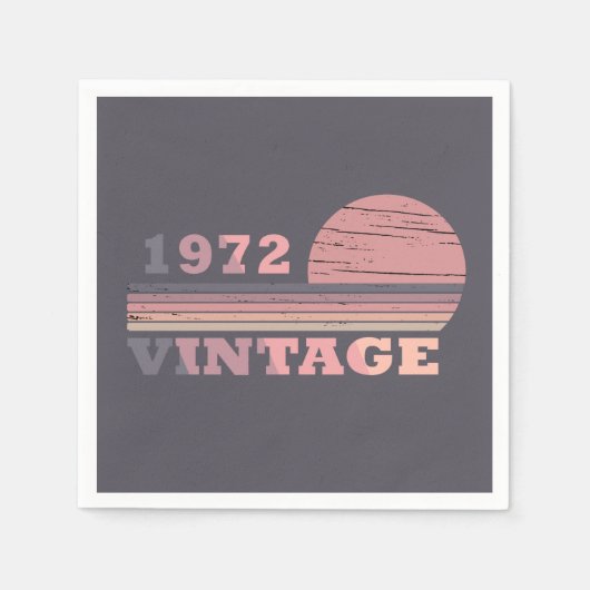 1972生まれ年のヴィンテージ誕生日 スタンダードカクテルナプキン (正面)