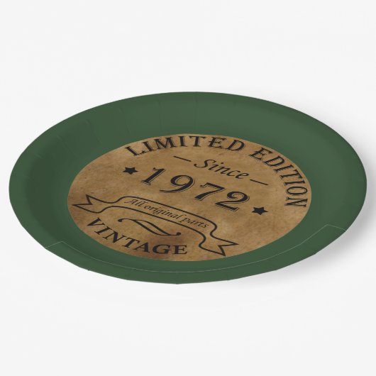 1972生まれ年のヴィンテージ誕生日 ペーパープレート (アングル)