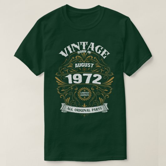 1972生まれ年の威厳がある誕生日 Tシャツ (デザイン正面)