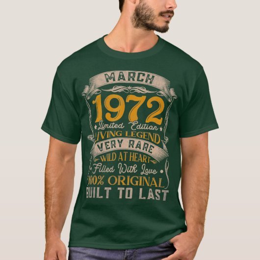 1972生まれ年3月ヴィンテージ49誕生日贈答品 Tシャツ (正面)