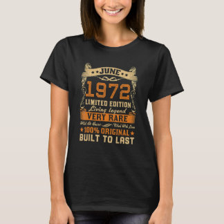 1972生まれ年6月誕生パーティーレトロヴィンテージ6月 Tシャツ