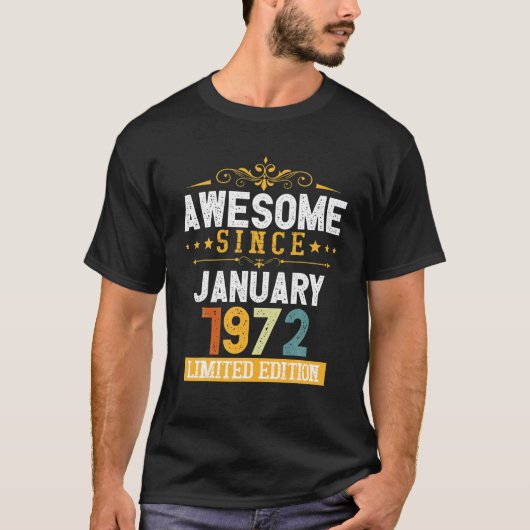1972素晴らし年1月以来ヴィンテージ50誕生日 Tシャツ (正面)