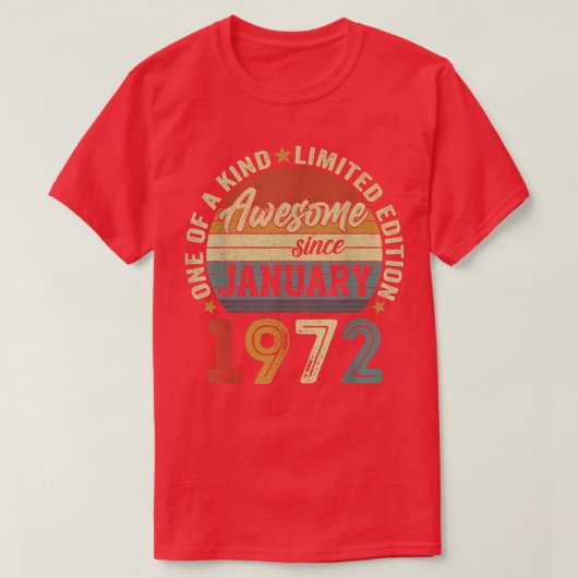 1972素晴らし年1月以来50歳50誕生 Tシャツ (デザイン正面)