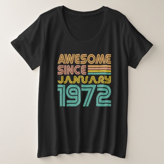 1972素晴らし年1月以来、女性の プラスサイズTシャツ (デザイン正面)