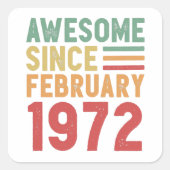 1972素晴らし年2月から50番目の誕生日ギフト スクエアシール (正面)