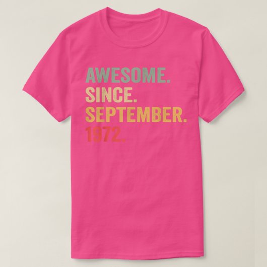 1972素晴らし年9月から50th Dayギフト50Yea Tシャツ (デザイン正面)