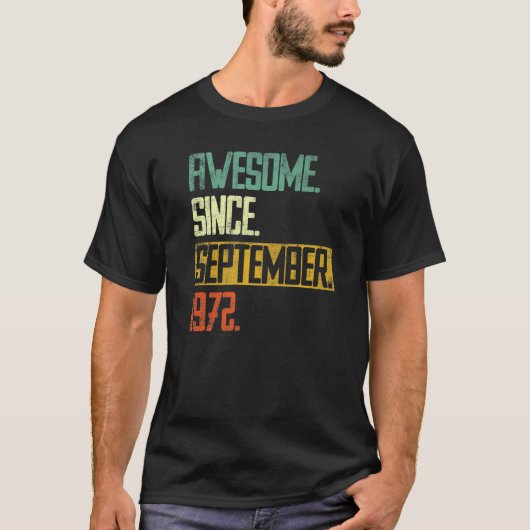 1972素晴らし年9月50日誕生日50年 Tシャツ (正面)