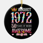1972 50威厳がある年誕生日50年素晴らしフローラ セラミックオーナメント (正面)