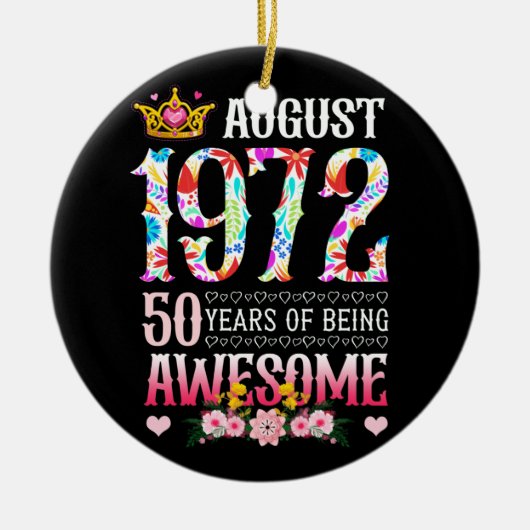 1972 50威厳がある年誕生日50年素晴らしフローラ セラミックオーナメント (正面)