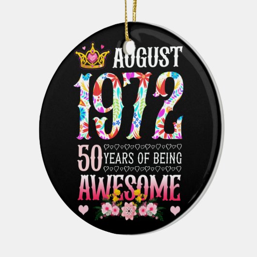 1972 50威厳がある年誕生日50年素晴らしフローラ セラミックオーナメント (左)