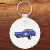 1972 Camaro Z28：マッスルカー：ブルーフィニッシュ： キーホルダー (正面)