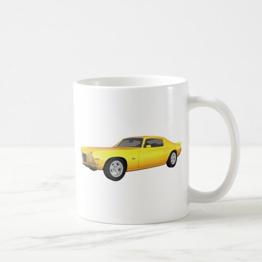 1972 Camaro Z28:マッスルカー:黄仕上げ: コーヒーマグカップ (右)