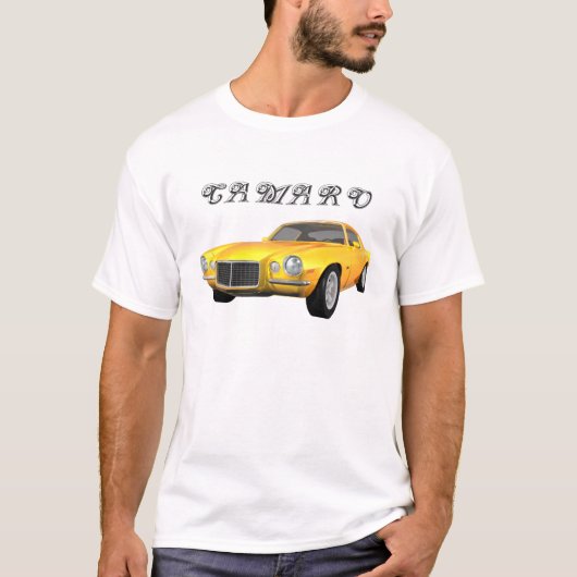 1972 Camaro Z28:マッスルカー:黄仕上げ:シャツ Tシャツ (正面)