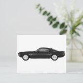 1972 Camaro Z28:マッスルカー:黒仕上げ ポストカード (スタンド正面)