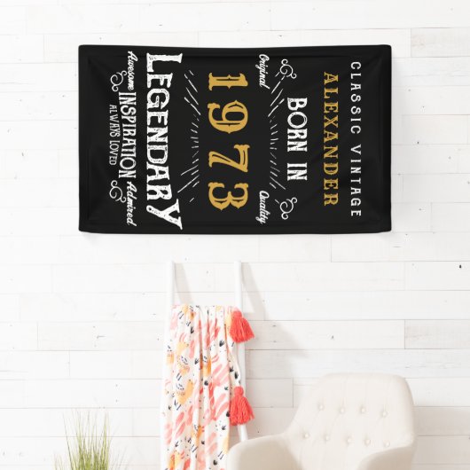 1973パーソナライズされた誕生日伝説の名前を追加 横断幕 (インサイチュ)