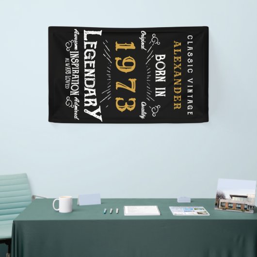 1973パーソナライズされた誕生日伝説の名前を追加 横断幕 (トレードショー)