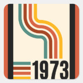 1973レトロストライプヴィンテージ50誕生日 スクエアシール (正面)