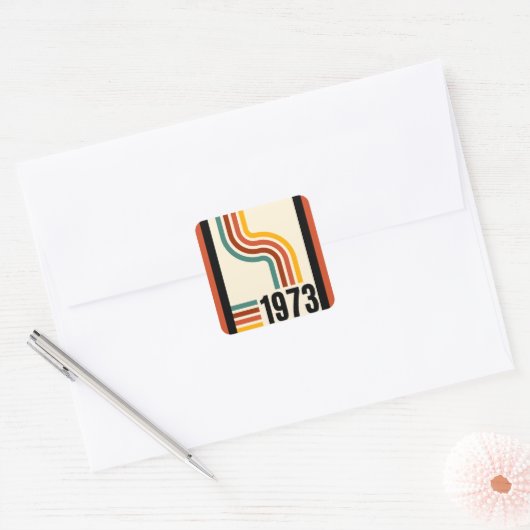 1973レトロストライプヴィンテージ50誕生日 スクエアシール (封筒)