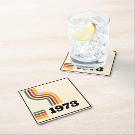 1973レトロヴィンテージポスター誕生日または懇親会 スクエアペーパーコースター
