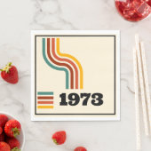 1973レトロヴィンテージポスター誕生日または懇親会 スタンダードランチョンナプキン (インサイチュ)