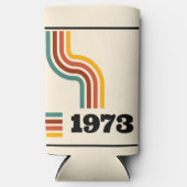 1973レトロヴィンテージポスター誕生日または懇親会 スリム缶クーラー (正面)