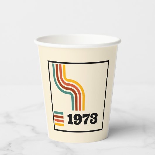1973レトロヴィンテージポスター誕生日または懇親会 紙コップ (裏面)