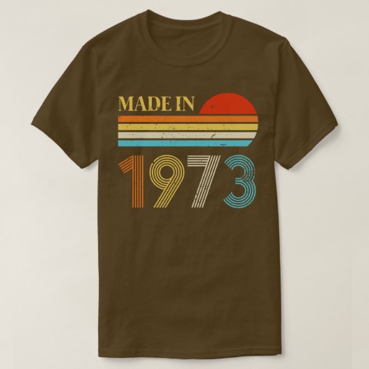 1973年に作られた50番目の誕生日 Tシャツ (デザイン正面)