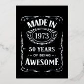 1973年に制作された素晴らしい50年を経て2023年の誕生日おめでとう 箔招待状 (正面)