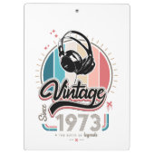 1973年のヘッドフォン以降のヴィンテージ クリップボード (裏面)