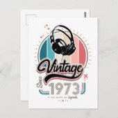 1973年のヘッドフォン以降のヴィンテージ ポストカード (正面/裏面)