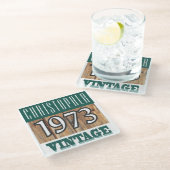 1973年の名前のヴィンテージガラスコースター ガラスコースター (アングル)