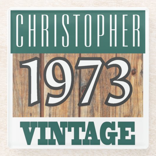 1973年の名前のヴィンテージガラスコースター ガラスコースター (正面)