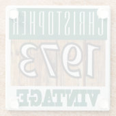 1973年の名前のヴィンテージガラスコースター ガラスコースター (裏面)